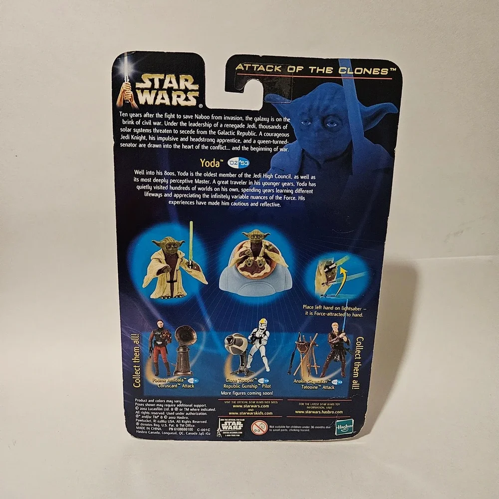 Star Wars Attack of the Clones Yoda Jedi High Council Hasbro Action Figure 2002
